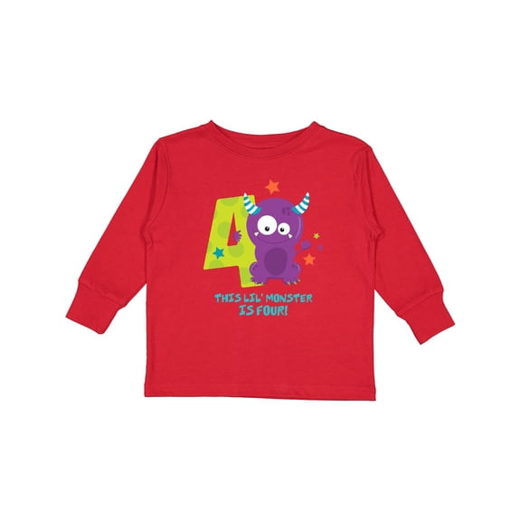 Inktastic Monster 4th Birthday Boys or Girls Long Sleeve Toddler T-Shirt