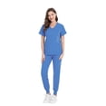 thumbnail image 1 of Traje quirúrgico de cuello dividido para mujer, ropa de mano con cepillo elástico para hospital, ropa de trabajo de enfermera de manga corta con estampado, 1 of 6
