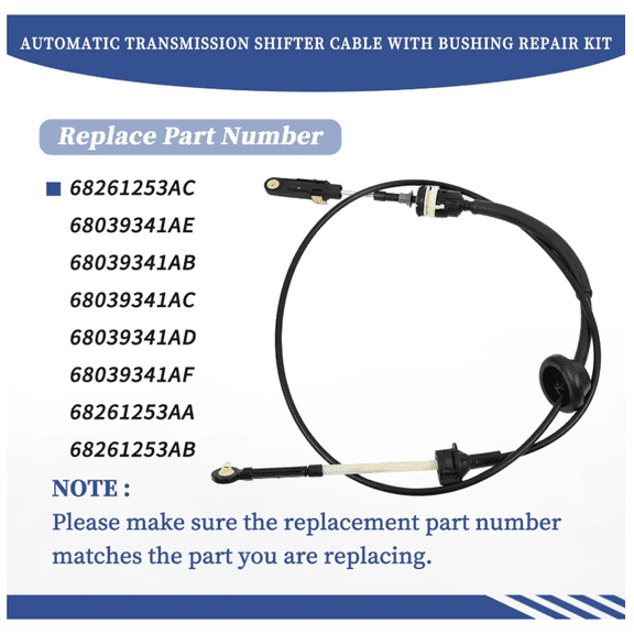 Gear Shifter Cable Auto Trans Control Lever Cable Compatible for Dodge Ram 2500 3500 4500 5500 2011-2023 Replace 68261253AC 68039341AB