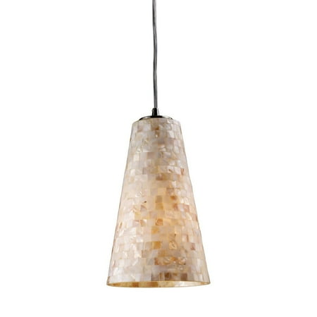 Capiz Pendant - New Product Capri 1 Light LED Pendant In Satin Nickel And Capiz Shell 10142/1-LED Sold by VaasuHomes