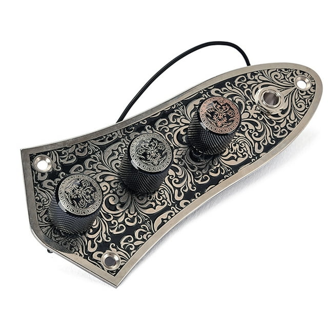 Greeniant Pastillas de bajo eléctrico fuerte de circuito de bajo de hierro con patrón decorativo clásico instrumentos musicales tallados Accesorios para instrumentos musicales