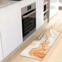 Marble Orange Luxury Kitchen Rug Non Slip Bathroom Plush Mat Shaggy Bedroom Carpet 39"x20"