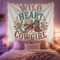 thumbnail image 2 of WILD HEART COWGIRL on Ivory Background, Playful Rustic for Western Decor Enthusiasts, Western Cowboy Desert Art, Birthday Gift, Tapestry Wall Hanging for Bedroom and Living Room, 2 of 7