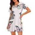 thumbnail image 1 of Vsdgher Belle Chemise de Nuit à Motif Papillon pour Femmes Manches Courtes Col Rond Mignonne Robe de Nuit Confortable, 1 of 6