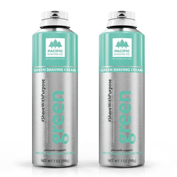 Pacific Shaving Company GREEN Shaving Cream - Rich & Moisturizing, Cruelty Free - Pack of 2 (7 oz each)
