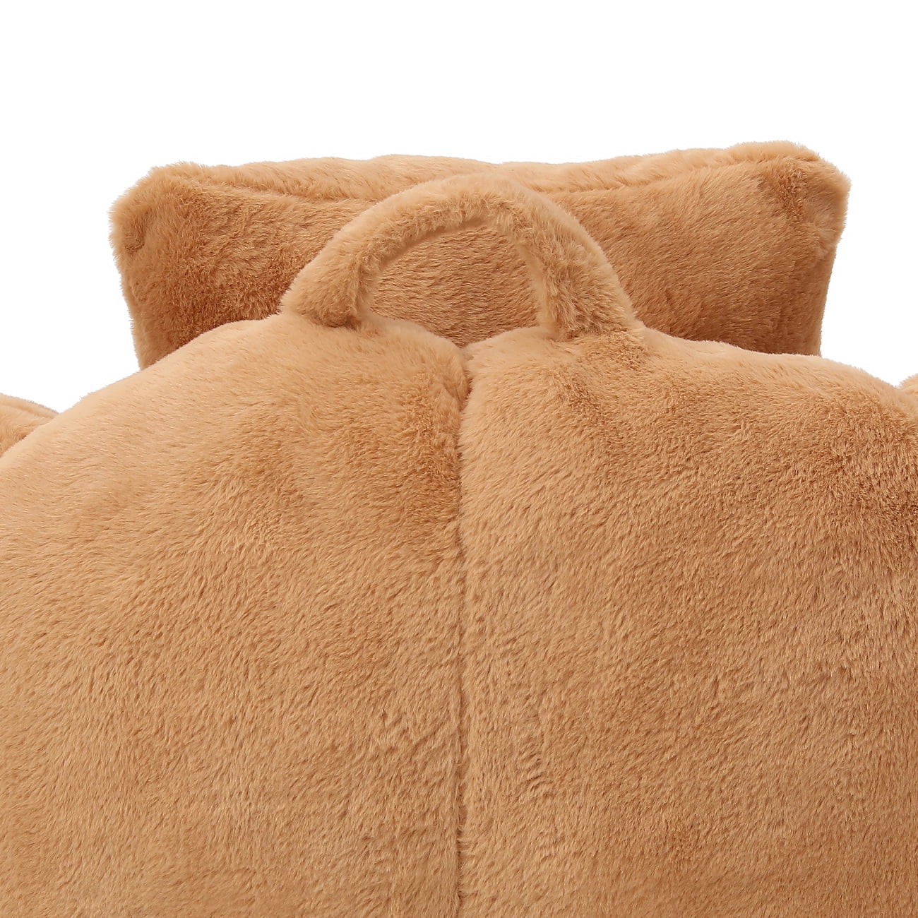 Gaint Bean Bag Chair with Ottoman, Comfy Faux Fur Armchair for Adults and Teens, Shell-Shaped Reading Chair Floor Sofa for Living Room, Khaki
