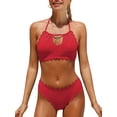 thumbnail image 1 of Charmo Women Keyhole Cutout Bikini Sexy Two Piece Bathing Suits Mid Rise Swimsuits, 1 of 5