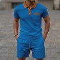 thumbnail image 1 of Weiqiqre Men's Short Sets 2 Piece Outfits Button Down Linen Shirts and Short Sets Summer Beach Outfis, 1 of 5
