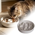 thumbnail image 5 of 5.9 Inch Ceramic Slow Feeder Pet Bowls, Heavy Weighted Blue Bloom Food Dish for Small to Medium Dogs, Non- Microwave Safe Pottery Maze for Fast Eaters, for Home or Travel Use, 1Pcs, 5 of 5