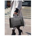 thumbnail image 4 of Genuine Cowhide Women Tote Bag, Glossy Crocodile Embossed Metal-Ring Top-Handle Crossbody Purse, 4 of 6