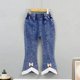 thumbnail image 3 of Odeerbi 2-7 Años Niñas Flared Jeans Lace Bow Denim Pants Casual Outerwear Cowboy Pants, 3 of 3