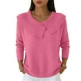 thumbnail image 2 of Long Sleeve Sweaters for Women Shawl Collar Knit Top Casual Loose Pullover Pink L, 2 of 5