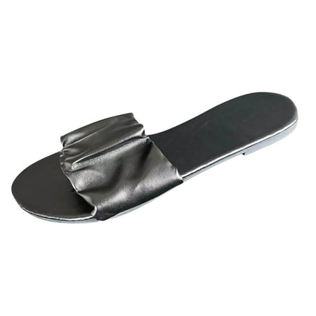 

Pgeraug womens slippers Women s Summer Slip-On Flat Beach Slippers Open Toe Breathable Sandals Shoes mens slippers Black 38
