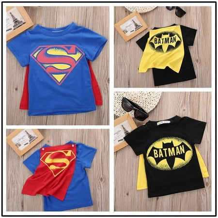 Summer Kid Boys Baby Superman Batman T-Shirt Short Sleeve Children Tee Costume