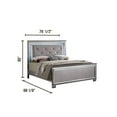 thumbnail image 7 of Contemporary Bellanova 1pc Eastern King Size Bed Bedroom Furniture Leatherette Tufted HB w LED Silver Texture Bedframe, 7 of 7