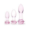 thumbnail image 2 of Glas Ensemble de 3 Pcs de Bouchons de Fesses Rosebud - Rose, 2 of 5