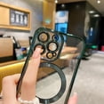 thumbnail image 2 of Compatible with iPhone 14 Pro Max Magnetic Clear Case,Luxury Plating Bling Transparent Shockproof MagSafe Case Full Camera Lens Protector for Women Girl Men-Green, Elegant Green, 2 of 13
