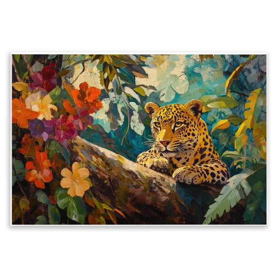 Stupell Industries Tropical Perched Above Jungle Cat Wall Plaque Art, 15 x 10, by Petals Prints Design