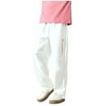 thumbnail image 2 of Babcutegg Kid Girls Cargo Pants Side Pockets Straight Leg Casual Fashion Elastic Waist Soild Color Spring and Fall Clothes for Girls White Size 4-5, 2 of 8