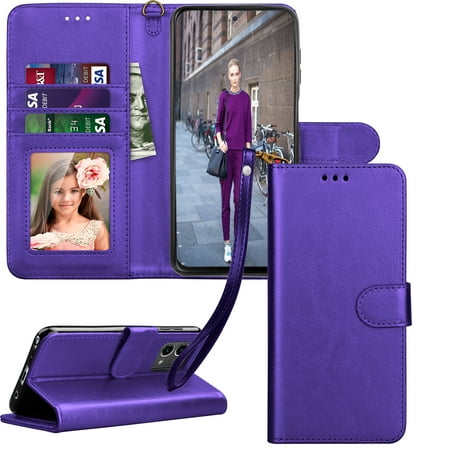 Tiflook For Motorola Moto G Stylus 5G | 2023 | Wallet Case, Luxury PU Leather ID Cash Credit Card Holder Slots [Kickstand Feature] [Wrist Strap] Carrying Flip Cover [Purple]