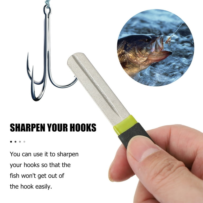 Hook File Diamond Sharpener Fishhook Sharpening Tool Grit Grinding Stone  Hone Dual Grinder Accessories Handle Gear Sided 