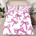 thumbnail image 2 of Manfei Dreamy Princess Bowknot Full Size Sheets, Kawaii Cute Cartoon Bow Bed Sheets, Teens Kids Girls Female Sheet Sets, Lightweight Room Decor, 4-Piece, 2 of 7
