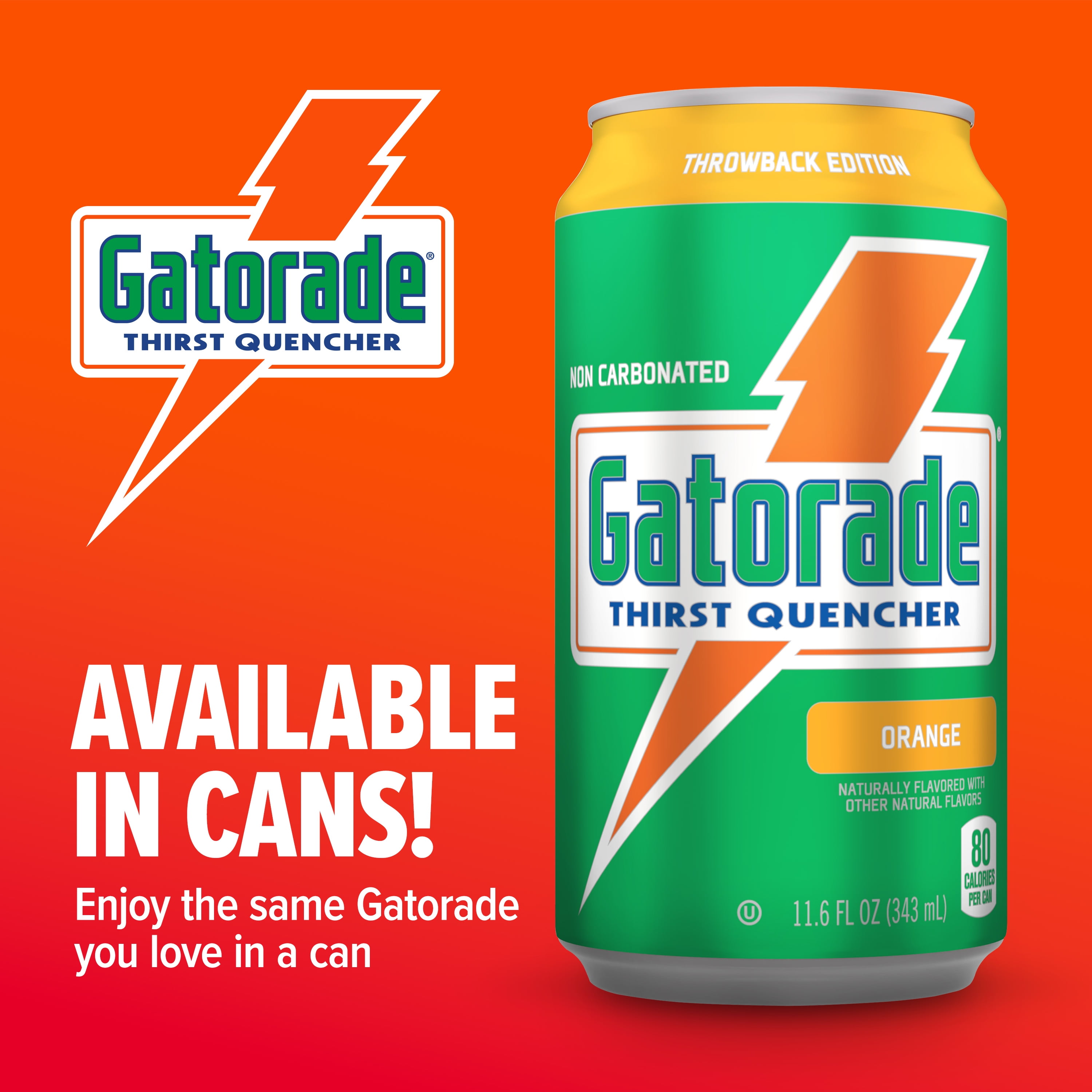 Gatorade Thirst Quencher Sports Drink Cans, Orange, Electrolytes, 11.6 fl oz Cans (18 Pack)​