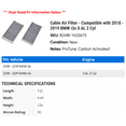 thumbnail image 2 of Cabin Air Filter - Compatible with 2018 - 2019 BMW i3s 0.6L 2 Cyl, 2 of 2