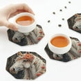 thumbnail image 7 of Gaeub Vintage Floral White Horse Print 6 Pcs Leather Coasters for Drinks ,Drink Coasters Sets,Drink Table Cup Coasters for Living Room Kitchen Coffee Decor,Octagon, 7 of 7