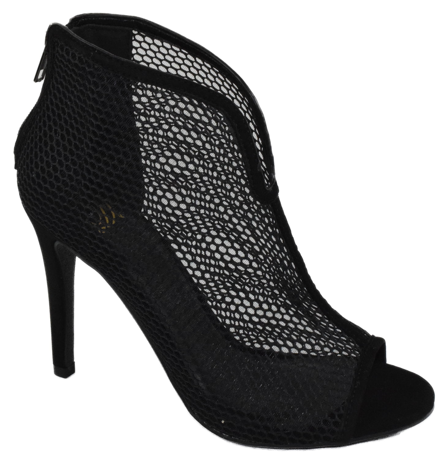 black mesh high heels