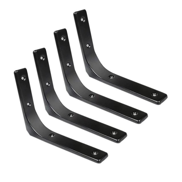 Soportes de estante, 4 paquetes en forma de L, soportes montados en la pared resistentes negros de 6 pulgadas, soporte decorativo moderno