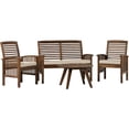 thumbnail image 1 of 4-Piece Solid Acacia Wood Conversation Set in Dark Brown, 1 of 8