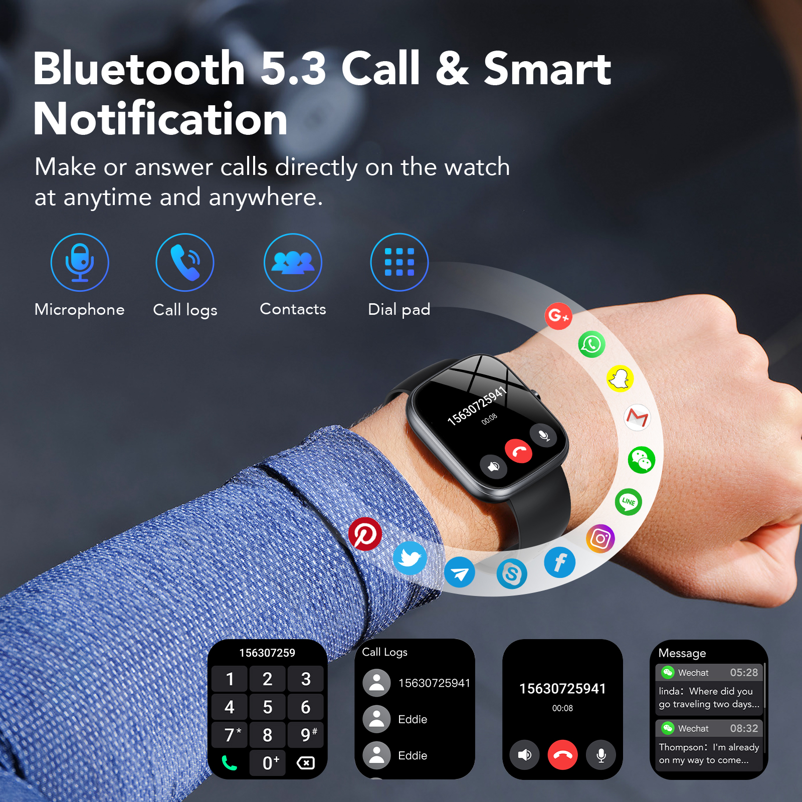 Tikland Smart Watch IP68 Waterproof 1.91-inch Black photo 5