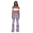 thumbnail image 4 of Pantalones ajustados acampanados de mujer con estampado de moda, pantalones de algodón puro, 4 of 6