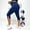 *Navy, variant on ClodeEU Women's Denim Print Capri Pants with Side Slits,Casual Slim Cropped Trousers Khaki,Womens Plus L