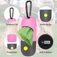 thumbnail image 3 of Dispensador de bolsas para excrementos de perro, paquete de 2 con linterna LED y bolsas, color rosa, 3 of 7
