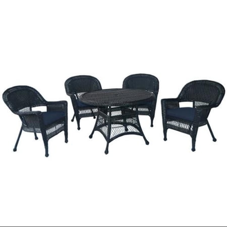 5 Piece Black Resin Wicker Chair Table Patio Dining Furniture