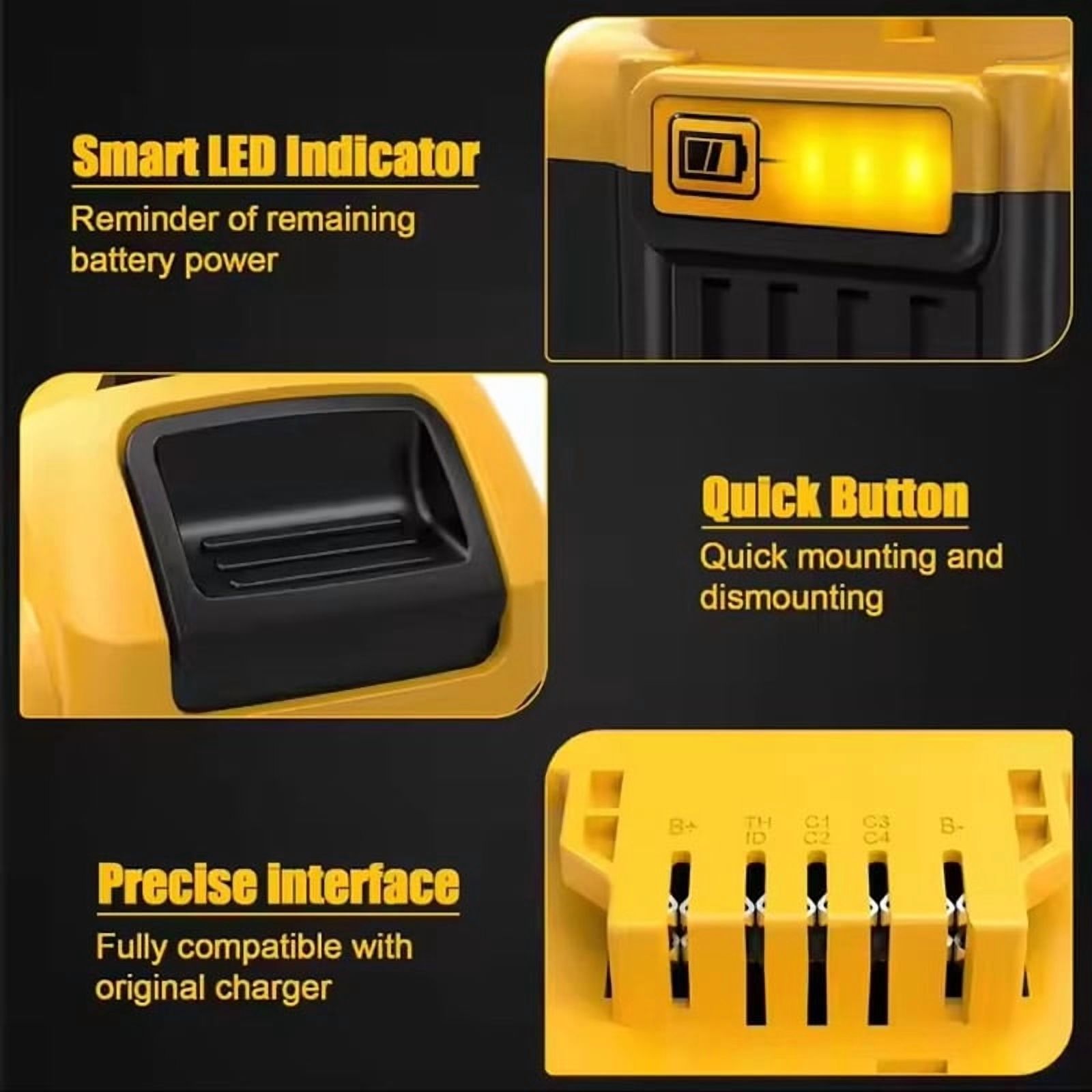 DCB200 8.0Ah Lithium Battery and 1pack 3A charger Withcharger Replacement for Dewalt 20V Battery Max XRCordless Tools DCB180 DCB206 DCB206-2 DCB204 DCB204BT-2 DCB203 DCB201 Wirelesspower t