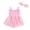 Pink, variant on Aojekbee Newborn Girl Outfit, Flower Print Sleeveless Tulle Patchwork Romper Dress with Bow Hairband Summer Clothes