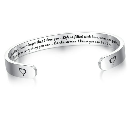 Daughter Gift from Dad Father Mother Daughter in Law Cuff Bracelets Birthday Gifts Women Bride to be Unique Teen Girl Jewelry Her Cute Presents Christmas Stocking Stuffer Valentine Day To My Daughter