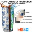 thumbnail image 7 of 20 Oz Blue Pioneer Flower and Bird Coffee Tumbler Double Wall Insulated Stainless Steel Water Bottle | Metal Reusable Thermoses Flask with Cup Cap | Leak & Sweat Proof with Anti-Dust Lid, 7 of 7