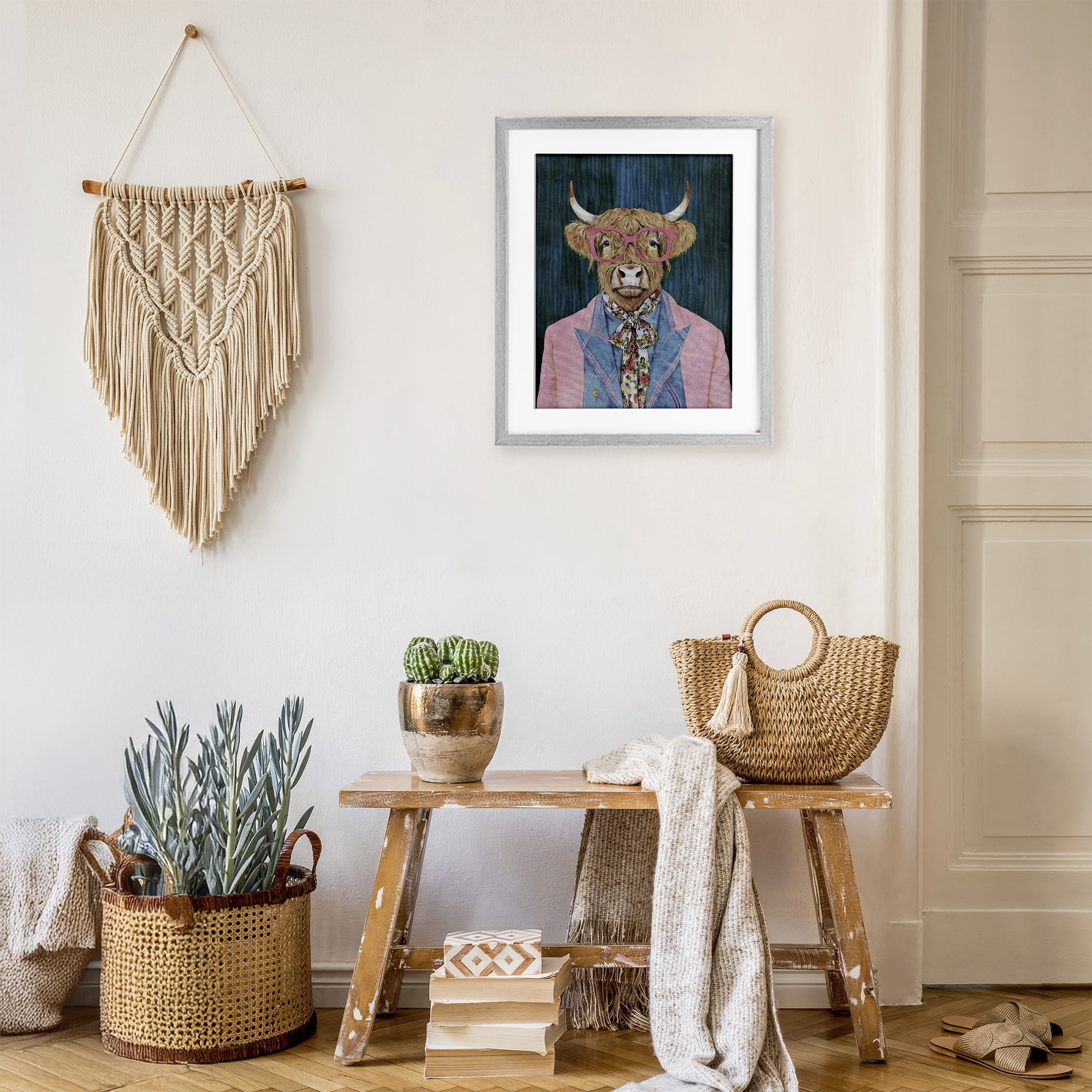Stupell Industries Gentle Bull Portrait Gray Framed Print Under Glass, design by Svetlana Aleynikova
