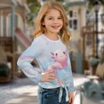 thumbnail image 3 of Xixirimido Axolotl Rainbow Clouds Blue Print Girls Casual Long Sleeve Shirts Knot Tie-hem Tunic Tops Crewneck Tees Blouses Girls Fashion Clothes, Size 11-12, 3 of 7
