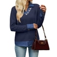 thumbnail image 2 of Wevis Women's Patch Denim Collar Knit Sweater Button Down Long Sleeve Autumn Blouse Casual Layered Look Fall Pullover Tops, 2 of 7