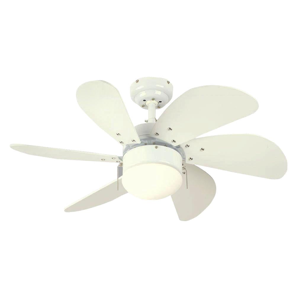 Westinghouse 7814565 30" White 6-Blade Ceiling Fan with Opal Globe