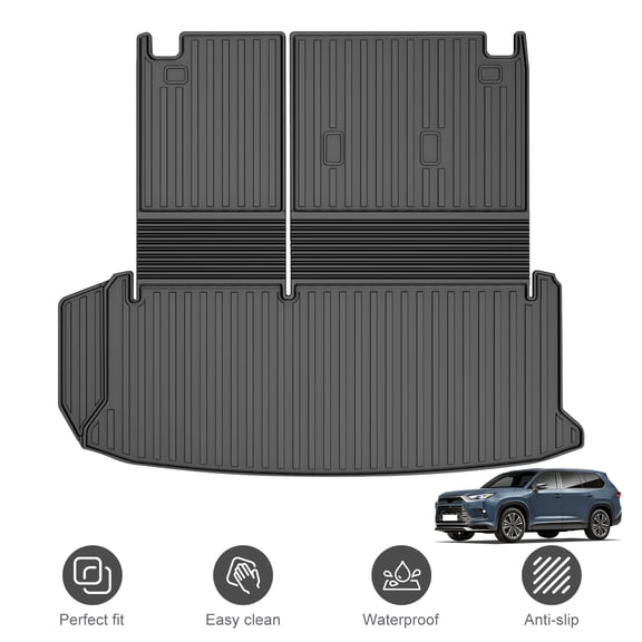 Custom Fit Cargo Liner with Backrest Mat For 2024‑2026 Toyota Grand Highlander, TPE All‑Weather Trunk Mat