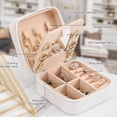 thumbnail image 2 of Travel Jewelry Box With Mirror, Portable Jewelry organizer Display Storage Box for Earrings Rings Necklaces, Jewelry ase for female Girls (White), 2 of 7