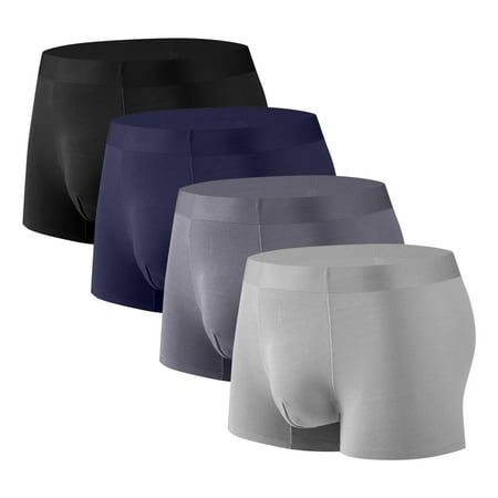 Popular Picks Men s 4PC Silk Traceless Quick-Dry Loose Breathable Elastic Exercise Flat Angle Briefs Comfortable and Lightweight Underwear for Active Wear Winter Sale Sopatenor