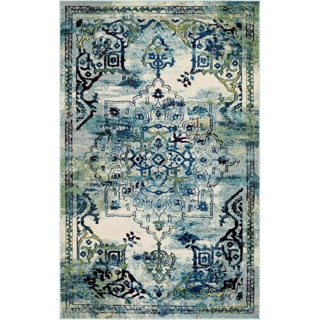 Unique Loom Medici Bright Color Medallion Rug 5' x 8' Rectangle Blue/Beige