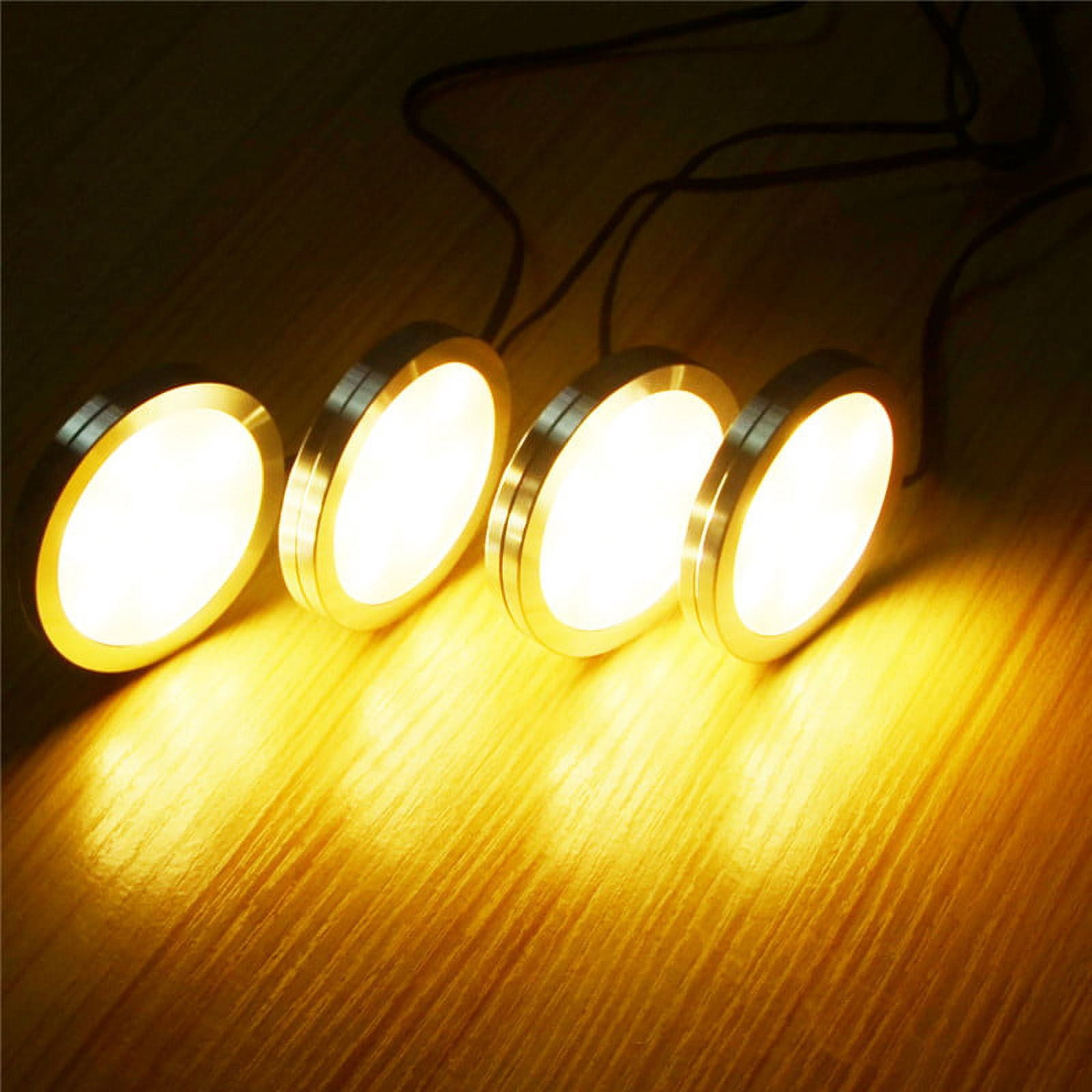 Under Cabinet LED Lighting Slim Aluminum 2W 30cm Hardwired Round Shape Flat Puck Lights Warm White